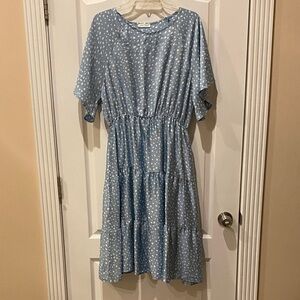Blue Polka Dot Midi Dress